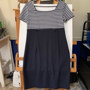 Black And White Stripped Short Sleeve Dress